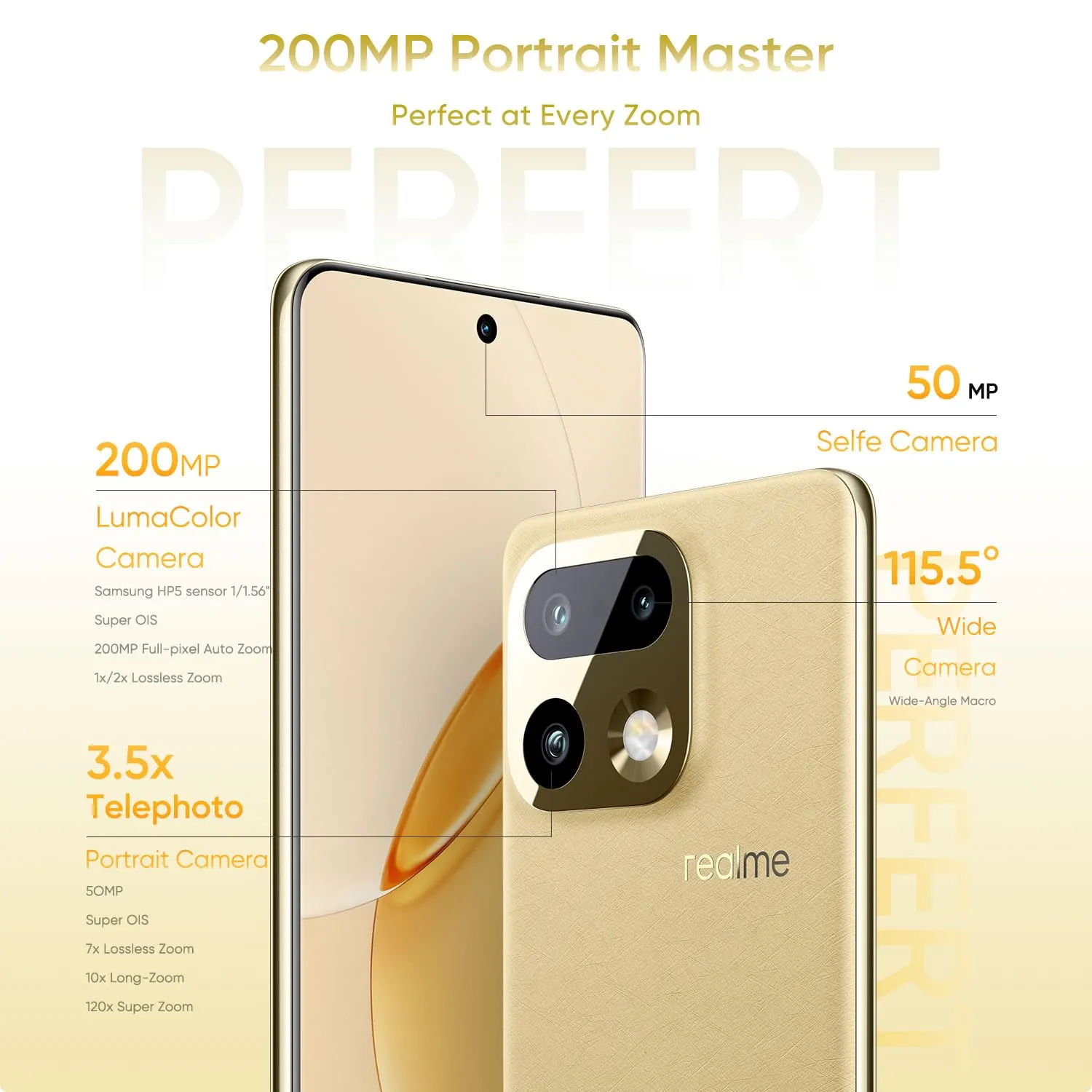 Realme 16 Pro+ (Master Gold, 8 GB RAM, 128 GB Storage) gallery image