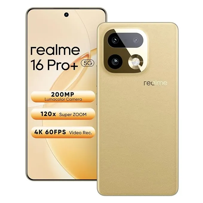 Realme 16 Pro+ (Master Gold, 8 GB RAM, 128 GB Storage)